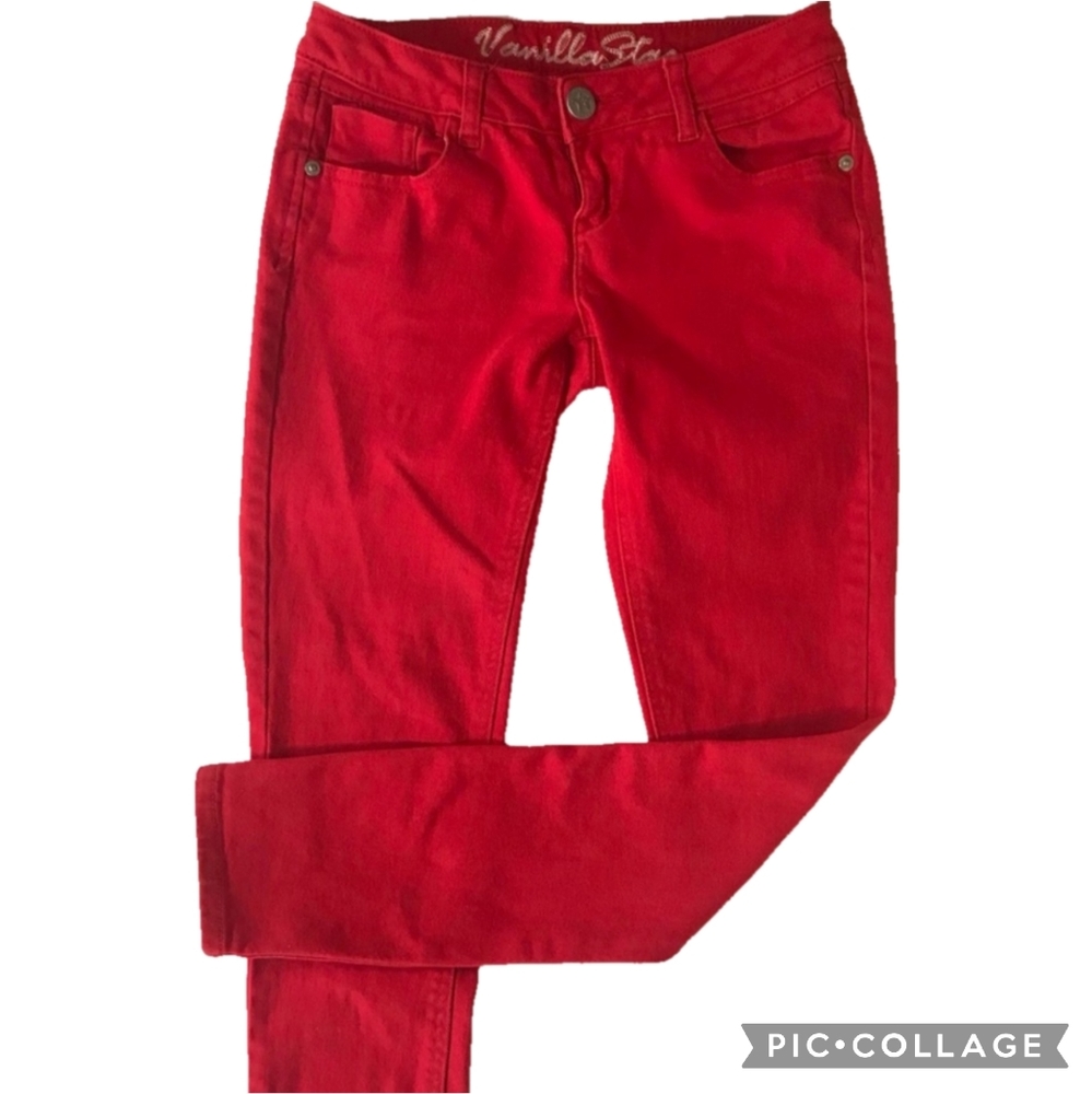Vanilla Star Red Cotton SKINNY LEG Jeans- Size 3